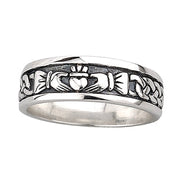 Men's Sterling Silver Oxidized Claddagh Wedding Ring S2828 - Uctuk